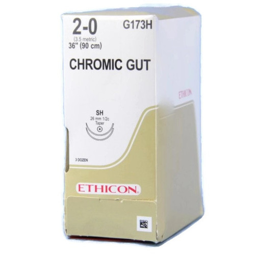 2-0 x 36" Chromic Gut Suture with SH Needle - 36/Box