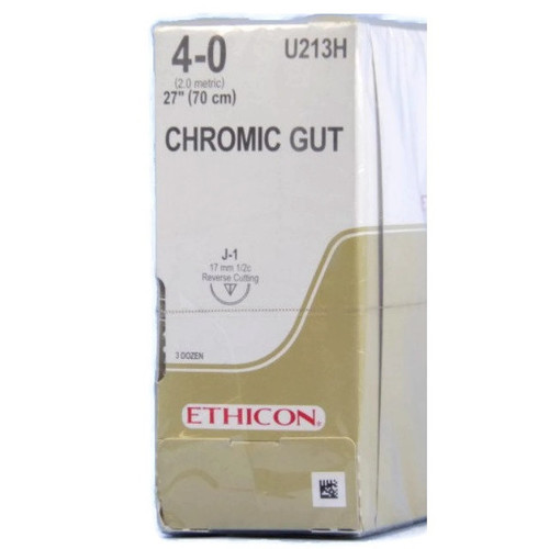 4-0 x 27" Chromic Gut Suture with J-1 Needle - 36/Box 