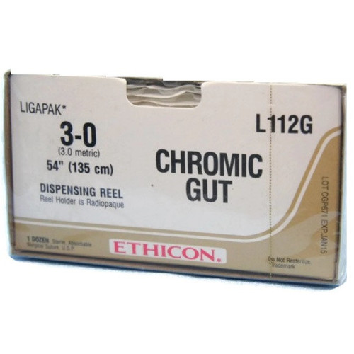 3-0 x 54" Chromic Gut Suture on Ligapak Ligating Reel - 12/Box