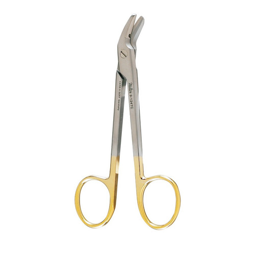 Miltex MeisterHand® Angled Wire Cutting TC Scissors with One Serrated Blade - 12cm