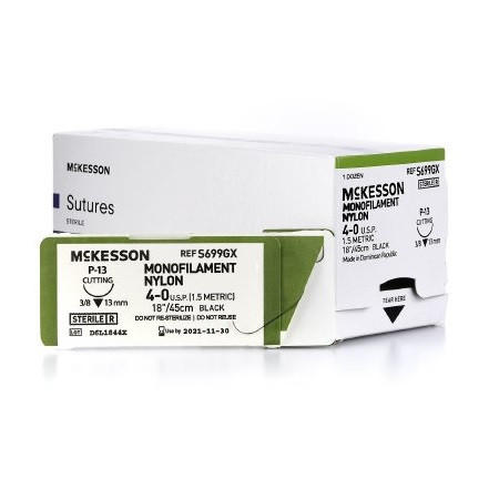 McKesson 4-0 x 18" Nylon Black Sutures with P-13 Needle (S699G)