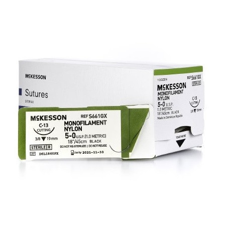 McKesson 5-0 x 18" Nylon Black Sutures with C-13 Needle (S661GX)