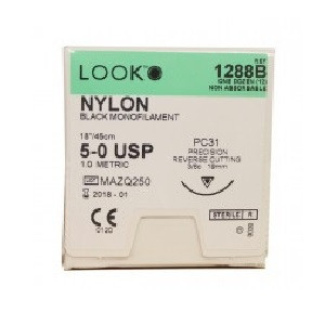 5-0 x 18" Look™ Nylon Black Sutures with PC-31 Needle - 12/Box