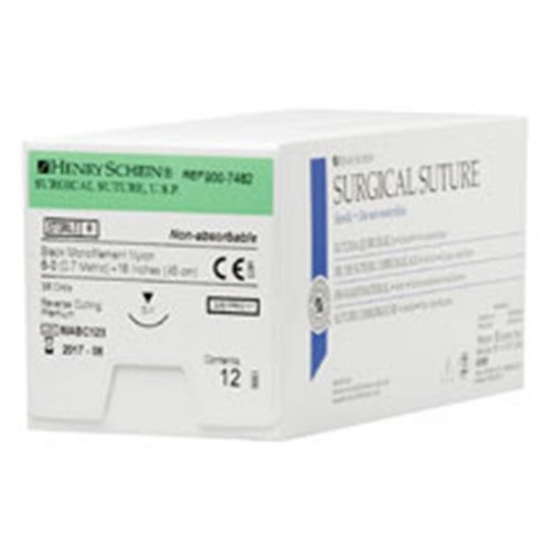 6-0 x 18" Nylon Black Sutures with C-1 Needle - 12/Box