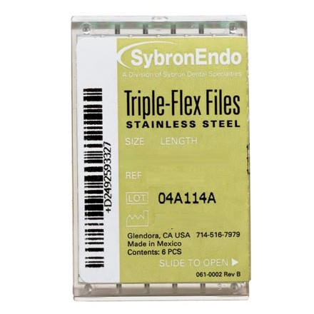 Kerr Size #20 x 21mm Yellow Triple-Flex File - 6/Pack