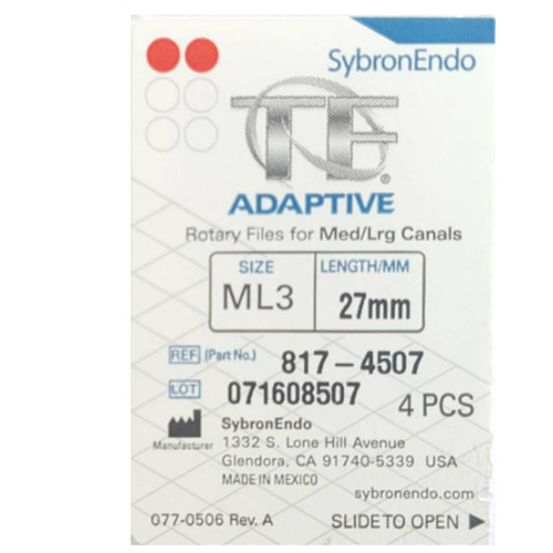 TF Adaptive Red ML3 27mm Nickel Titanium Rotary File - 4/Pack (817-4507)
