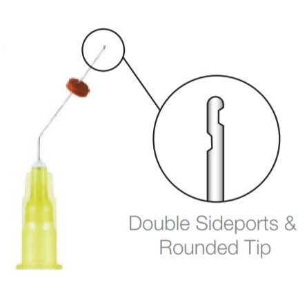 PacDent OptiProbe 31G x 27mm Yellow Needle Tips with Double Sideport Irrigator Tips - 20/Pack