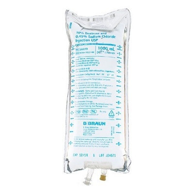 B. Braun 10% Dextrose in 0.45% Sodium Chloride Solution for Injection in 1,000mL Bag - 12 Bags/Case