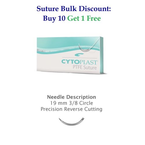 Osteogenics USP 2/0 x 18" Cytoplast™ White PTFE Suture with 19mm 3/8 Circle Precision Reverse Cutting Needle (CS0418)