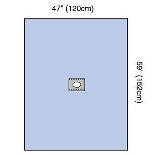 3M™ Steri-Drape™ 152cm x 120cm Adhesive Aperture Drape with 6cm x 8cm Circular Aperture - 80/Case