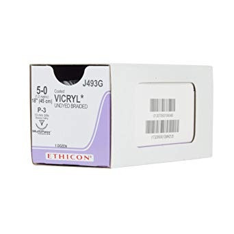 5-0 x 18" Vicryl Undyed Braided Suture with P-3 Needle - 12/Box