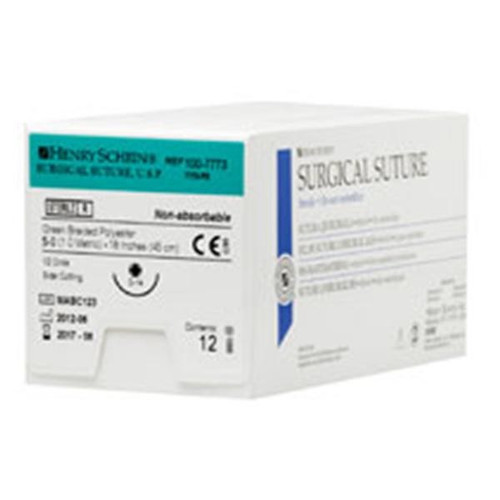Schein 5-0 x 18" Green Braided Polyester Suture with D-14 Needle (1007773)