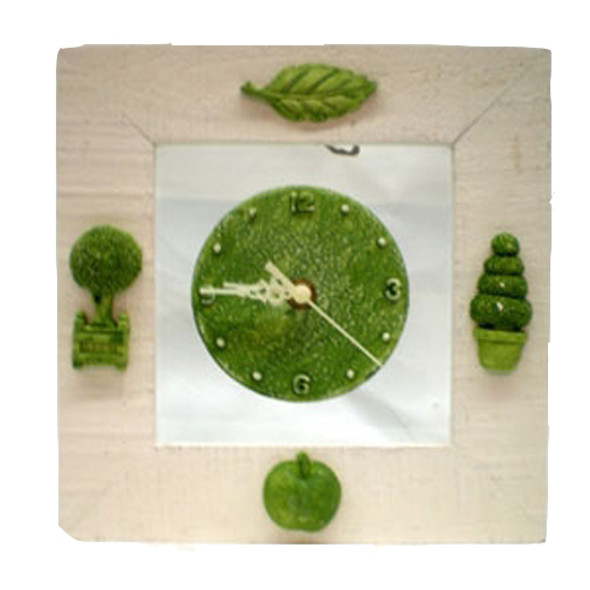Decorative Green and Off-White Tree Life Clock