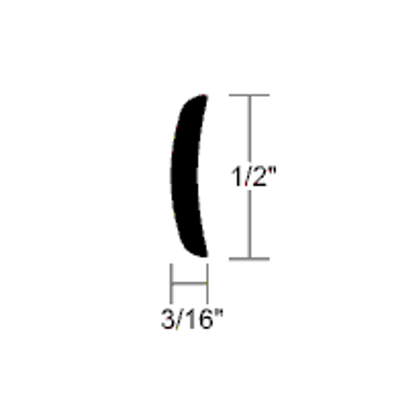 Taco Marine Aluminum Half Oval 1/2" x  3/8" x 12 ft.  A51-0102TAL12D