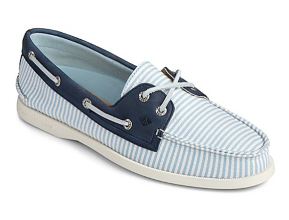 Sperry Women's Authentic Original Seersucker Stripe Boat Shoe (Blue)