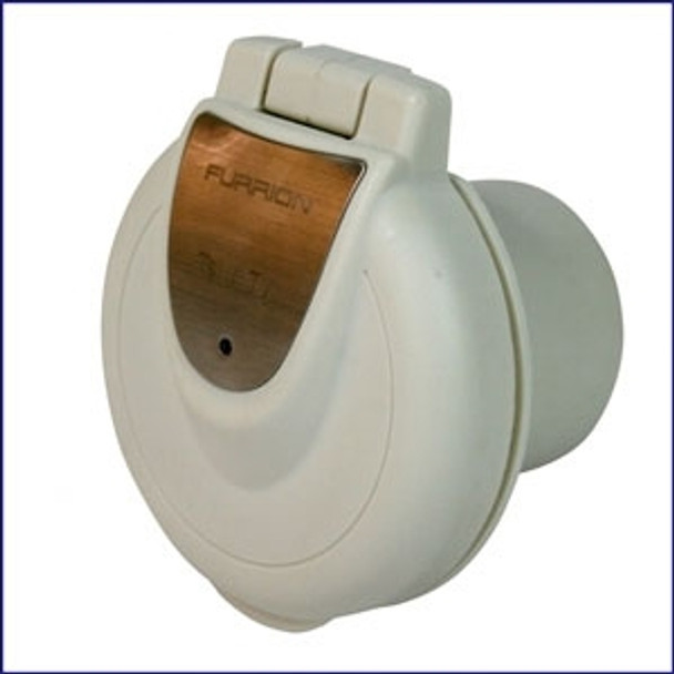 Furrion F50INR-PS 50 Amp 125V Inlet - Round, Non-Metallic with Stainless Plate Furrion F50INR-PS 50 Amp 125V Inlet - Round, Non-Metallic with Stainless Plate