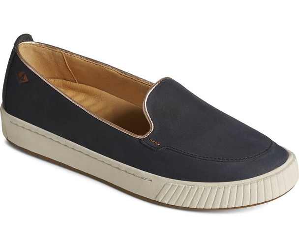 Sperry Women's Anchor Plushwave Gold Cup Slip-on (Black Leather)