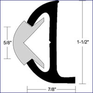 Taco Metals V21-1025WHC20D Rigid Vinyl Rub Rail