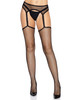 Black Fishnet Stockings w/Attached Garterbelt, front view