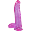 Doc Johnson Crystal Jellies Curved Realistic Cock w/Balls 8 inch Purple