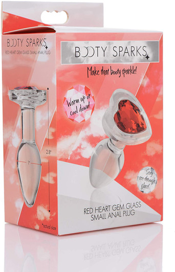 Booty Sparks - Red Heart Gem Glass Anal Plug - Small box/packaging