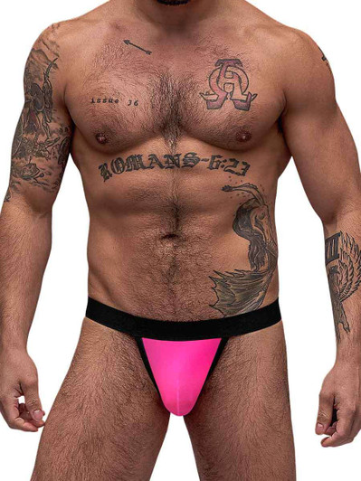 Neon Mesh Micro Thong in pink front view Neon Mesh Micro Thong in pink front view