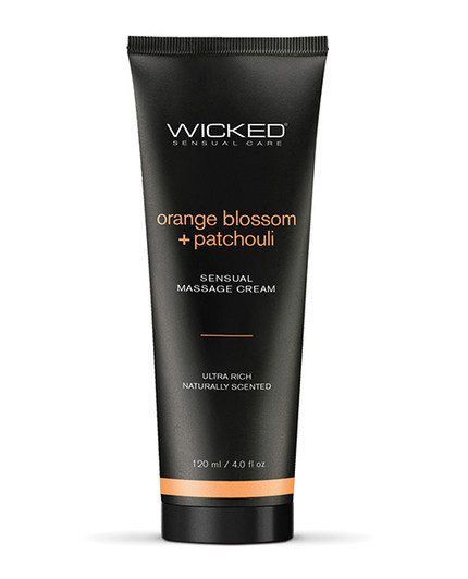 Wicked Massage Cream - Orange Blossom + Patchouli 4oz bottle front view