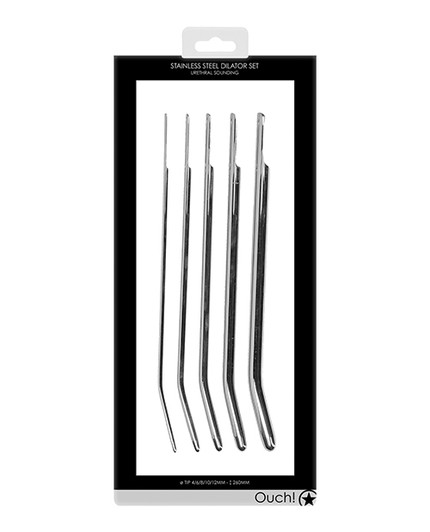 Shots Ouch Urethral Sounding Metal Dilator Set, box/packaging.