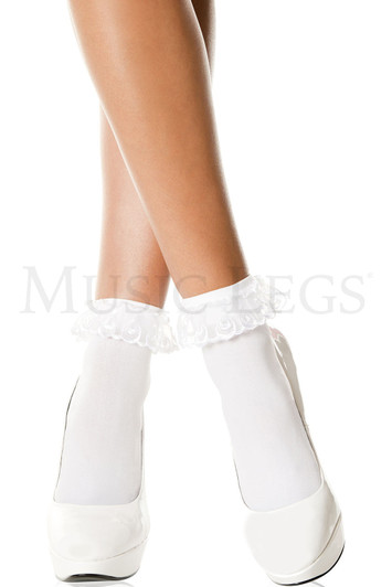 lace ruffle anklet white one size music legs