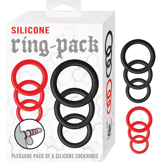 Silicone Ring - Pack Red & Black