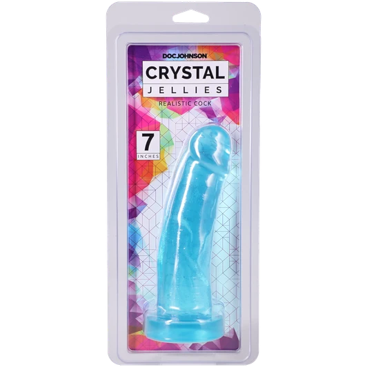 Doc Johnson Crystal Jellies Realistic Cock - 7 inch Teal