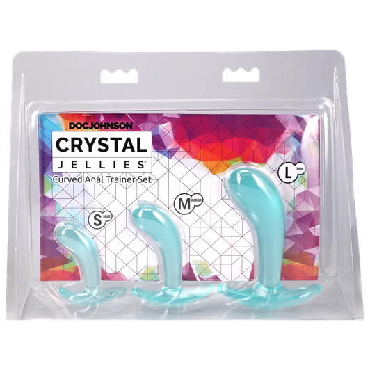 Doc Johnson Crystal Jellies Curved Anal Trainer Set - Teal