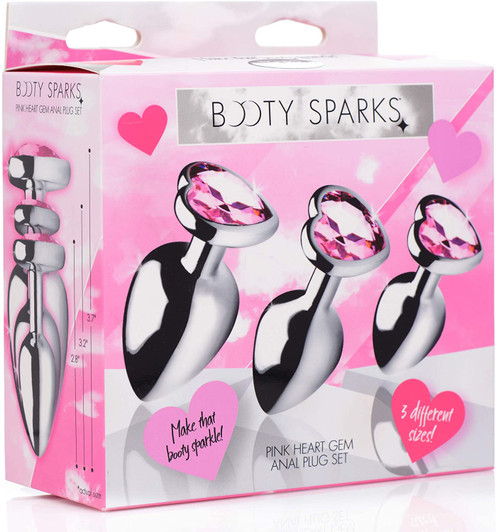Booty Sparks Pink Heart Gem Anal Plug Set box/packaging