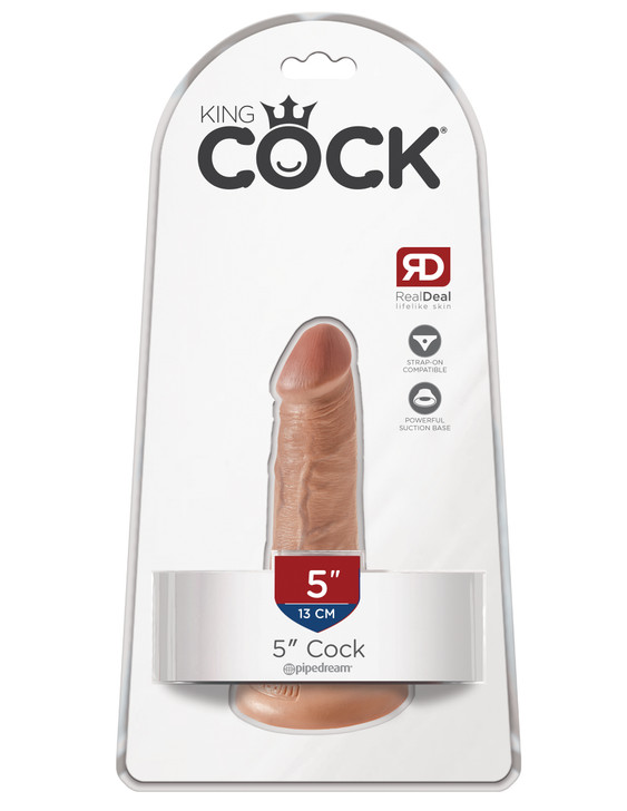 King Cock 5" Cock in Tan box/packaging