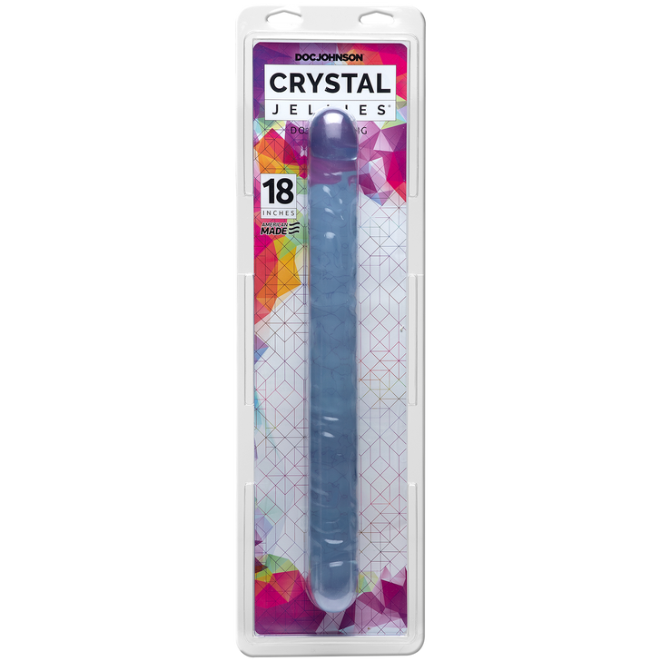 Crystal Jellies 18" Double Dong in Clear, box/packaging