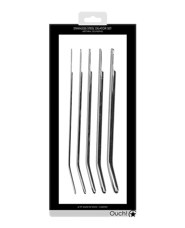 Shots Ouch Urethral Sounding Metal Dilator Set, box/packaging.