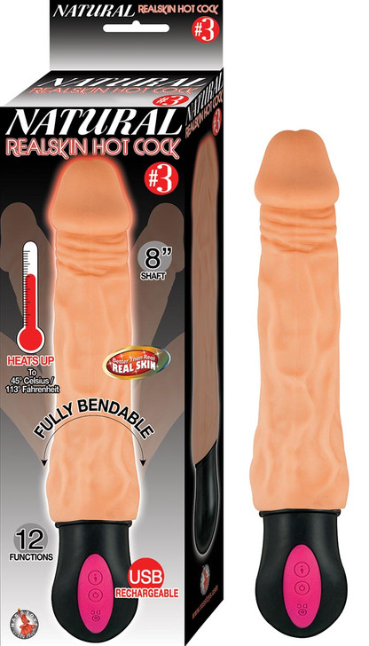 Natural Realskin Hot Cock 8" white front packaging.