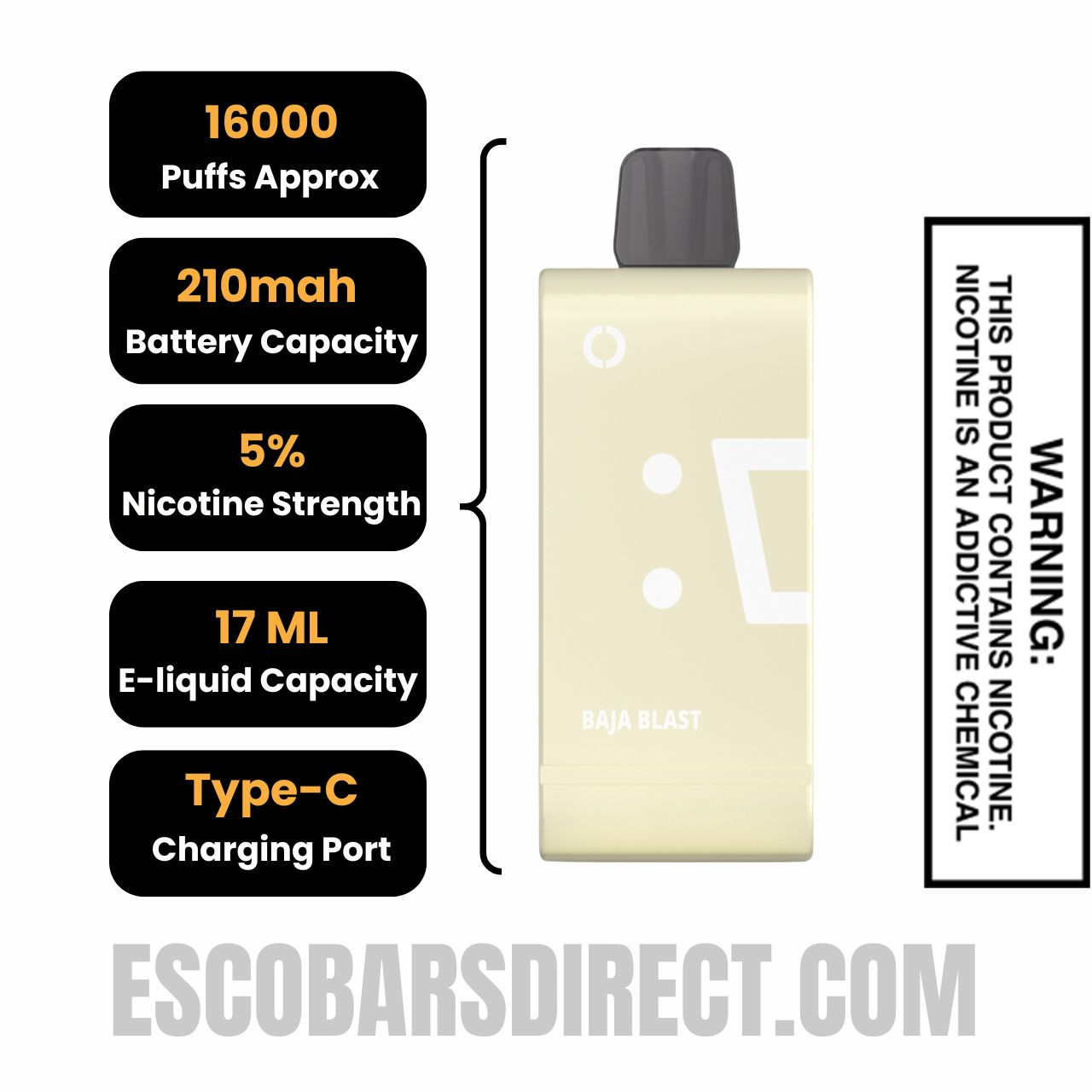 Baja Blast Off Stamp SW16000 Disposable Vape Pod  Specifications