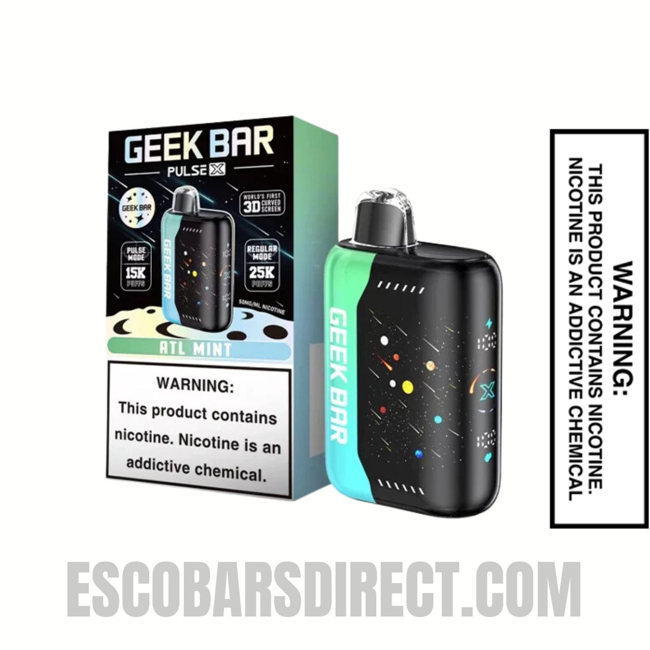 Atl Mint Geek Bar Pulse X 25K Disposable Vape  With Package Box
