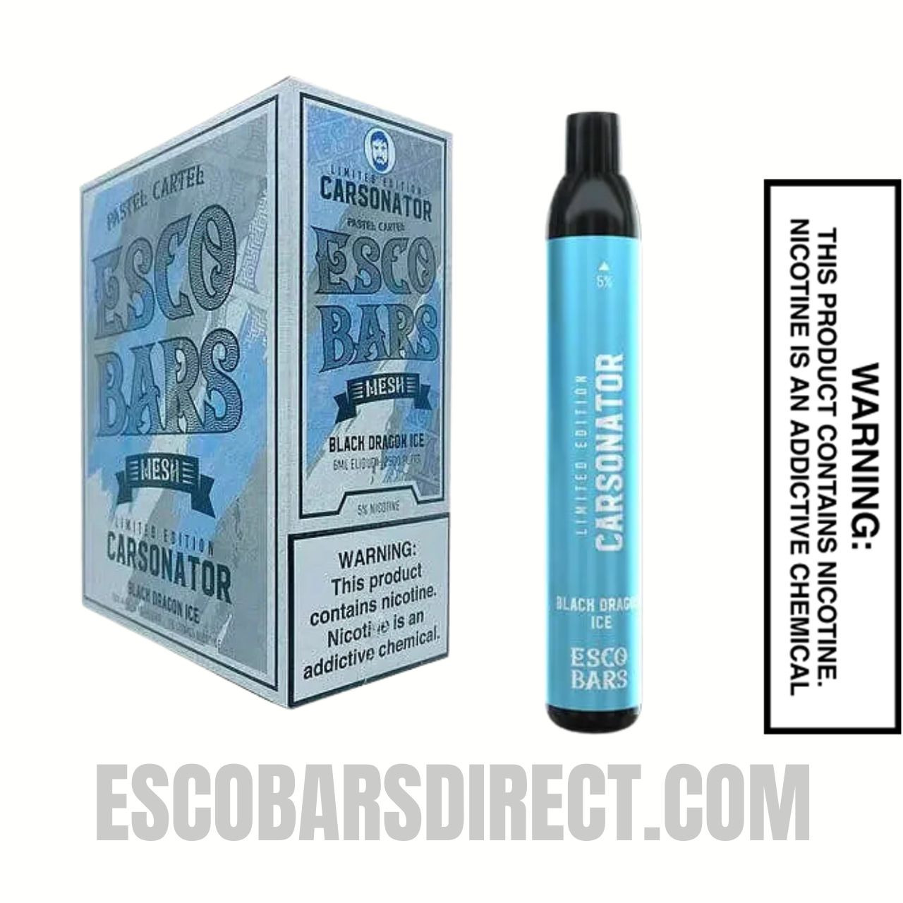 Esco Bars Carsonator Black Dragon Ice 2500 Puffs With Package Box