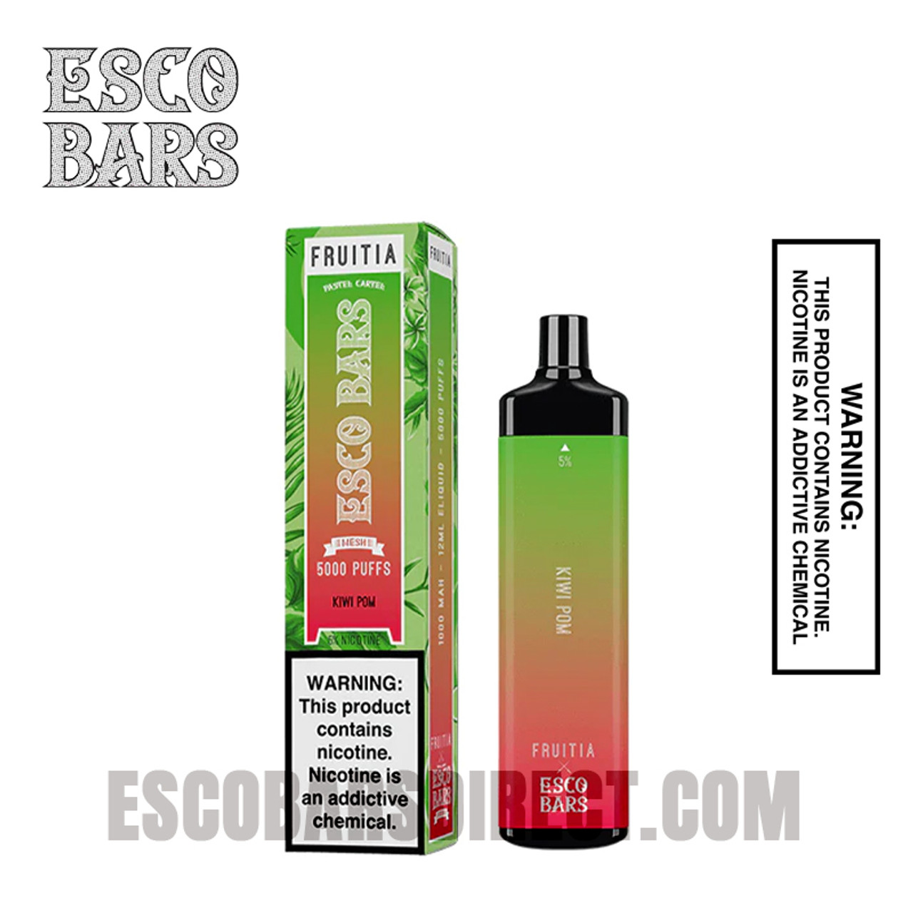 Esco Bar Kiwi Pom Fruitia Rechargeable Vape 5000 Puffs