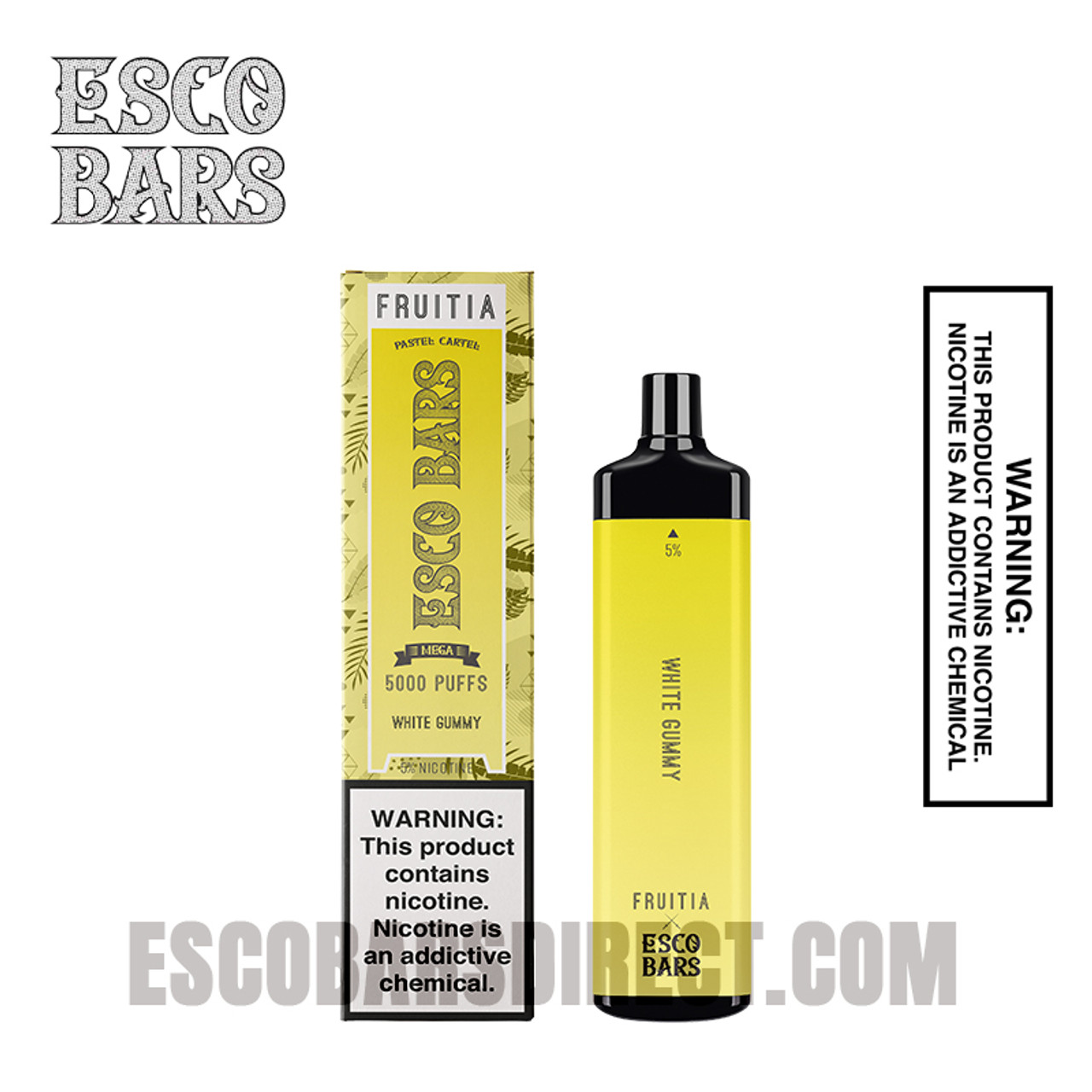 Esco Bar White Gummy Fruitia Rechargeable Vape 5000 Puffs