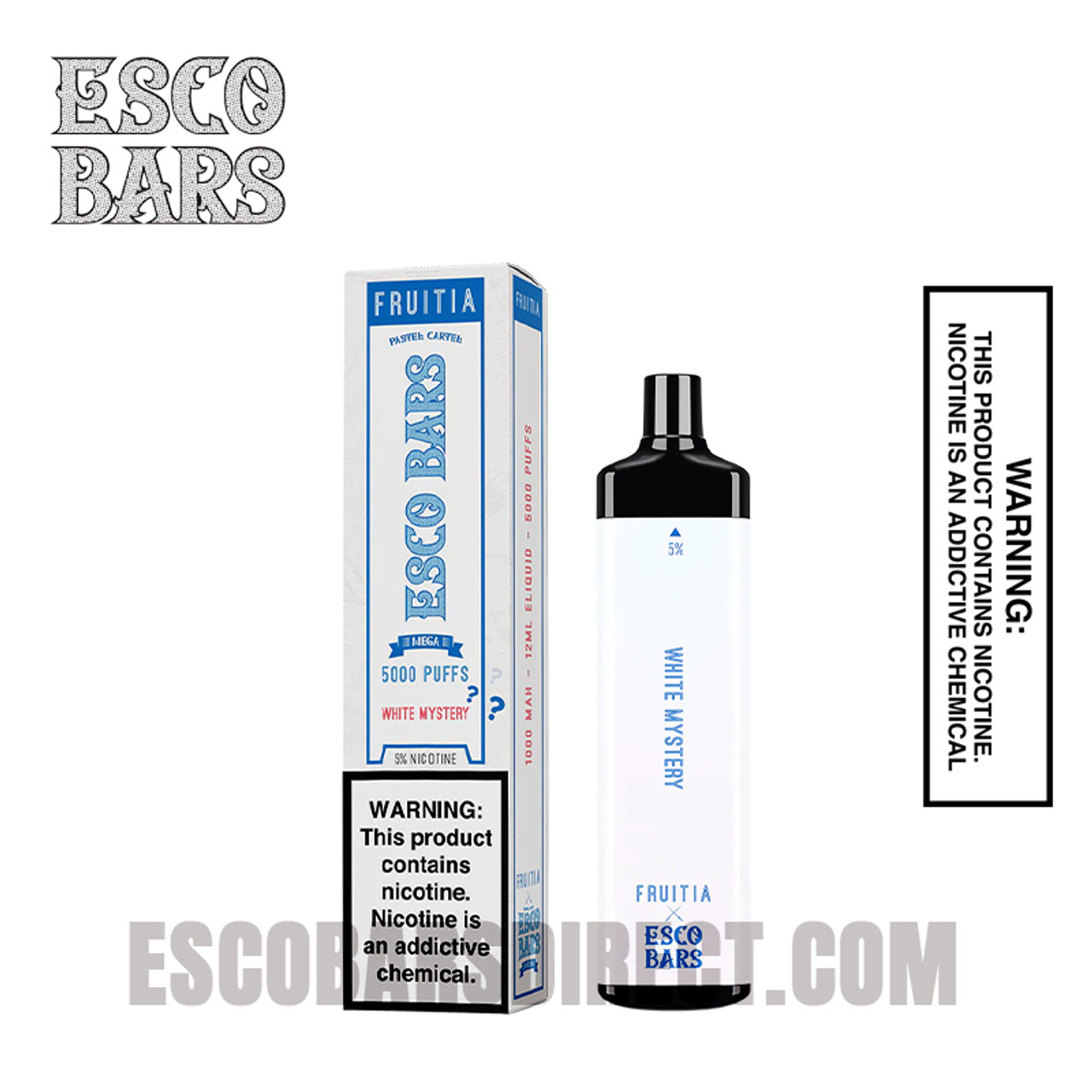 Esco Bar White Mystery Fruitia Rechargeable Vape 5000 Puffs