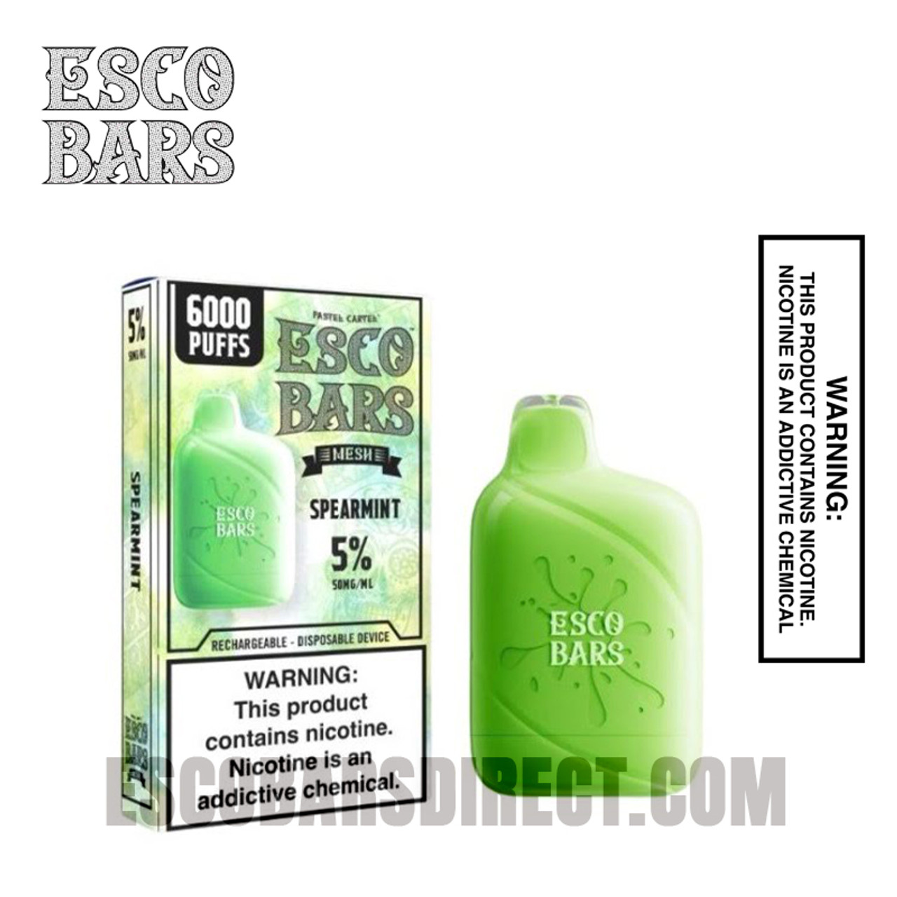 Esco Bar Mesh Spearmint Rechargeable Vape 6000 Puffs