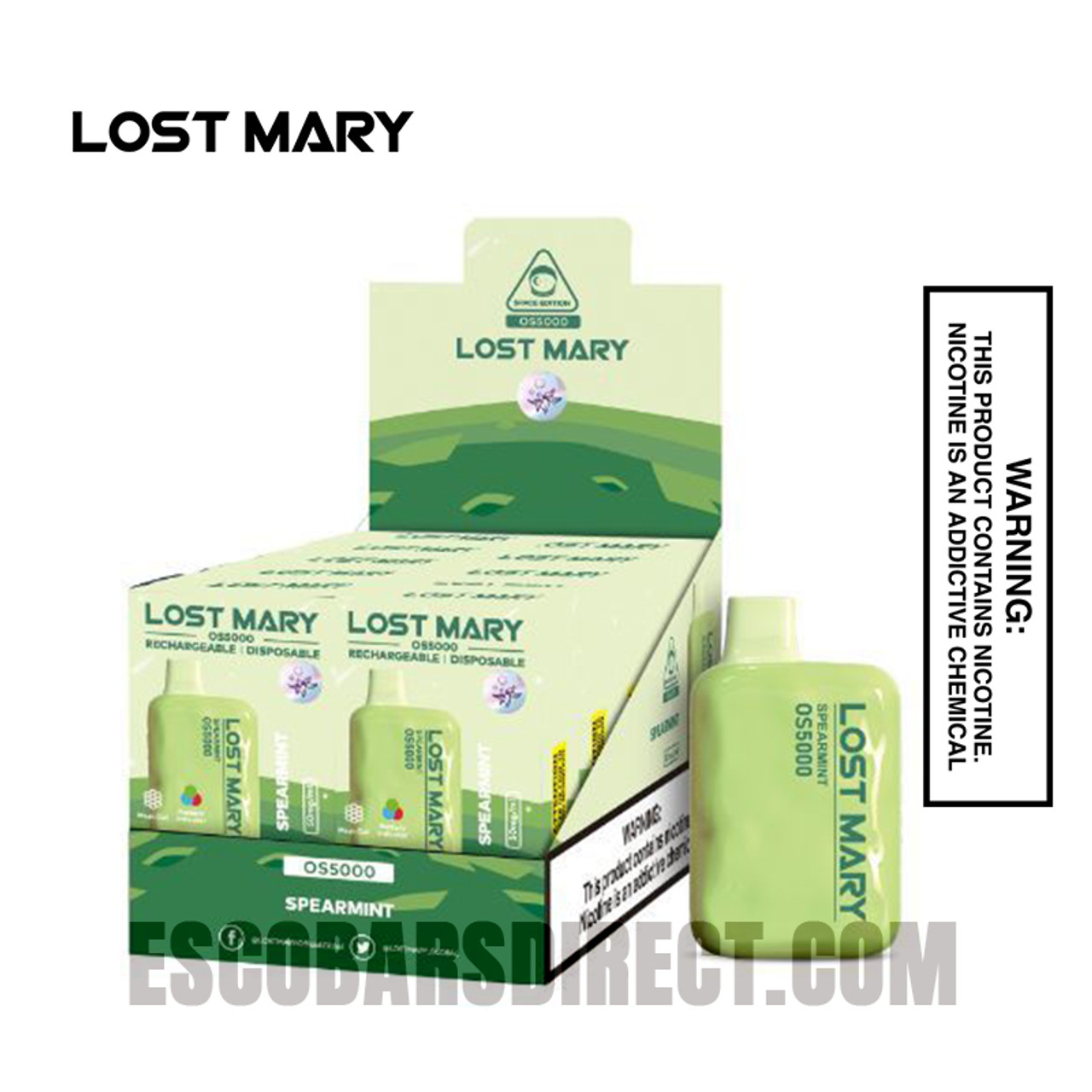 Spearmint Lost Mary OS5000 Puffs Disposable Vape