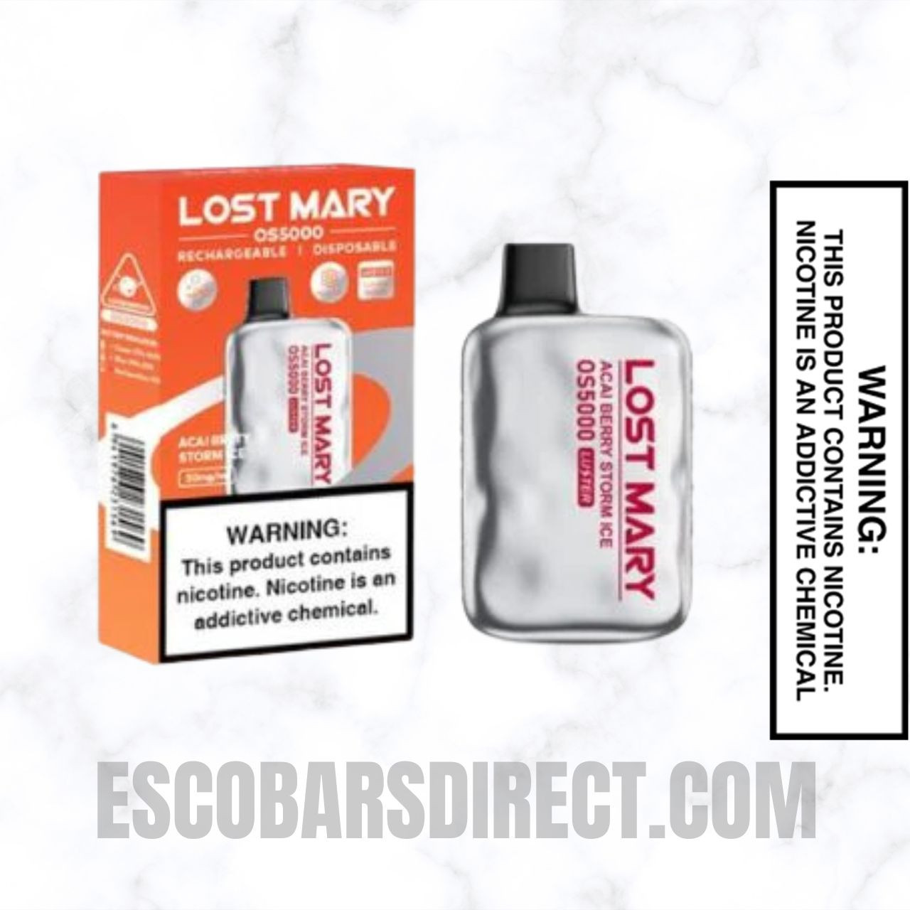 Acai Berry Storm Ice Lost Mary OS5000 Luster Edition Vape  With Package Box
