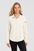 Women's Stretch Crepe Long Sleeve Camp Blouse | Ivory Chiffon