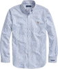 Long Sleeve Plaid Dress Shirt | Blue & White