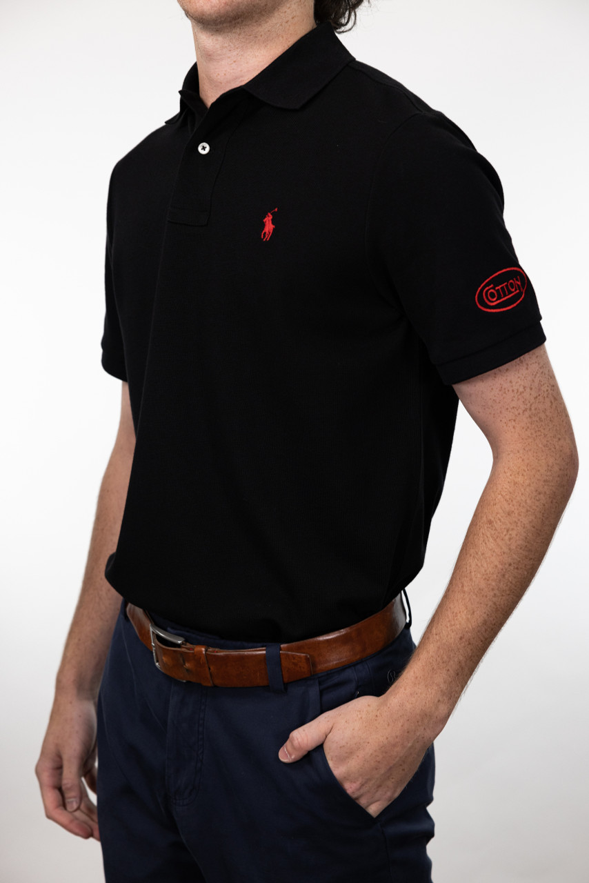 【新品】POLO RALPH LAUREN 黒 ポロシャツ US M 90s USA製 ポロラルフローレン ブラック ポロシャツ 墨黒 古着