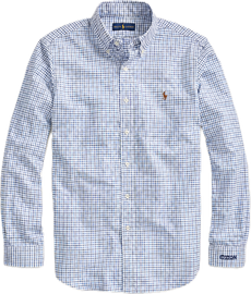 Long Sleeve Plaid Dress Shirt | Blue & White